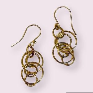 Chico’s Multi Circle Hammered Drop Earrings in Gold